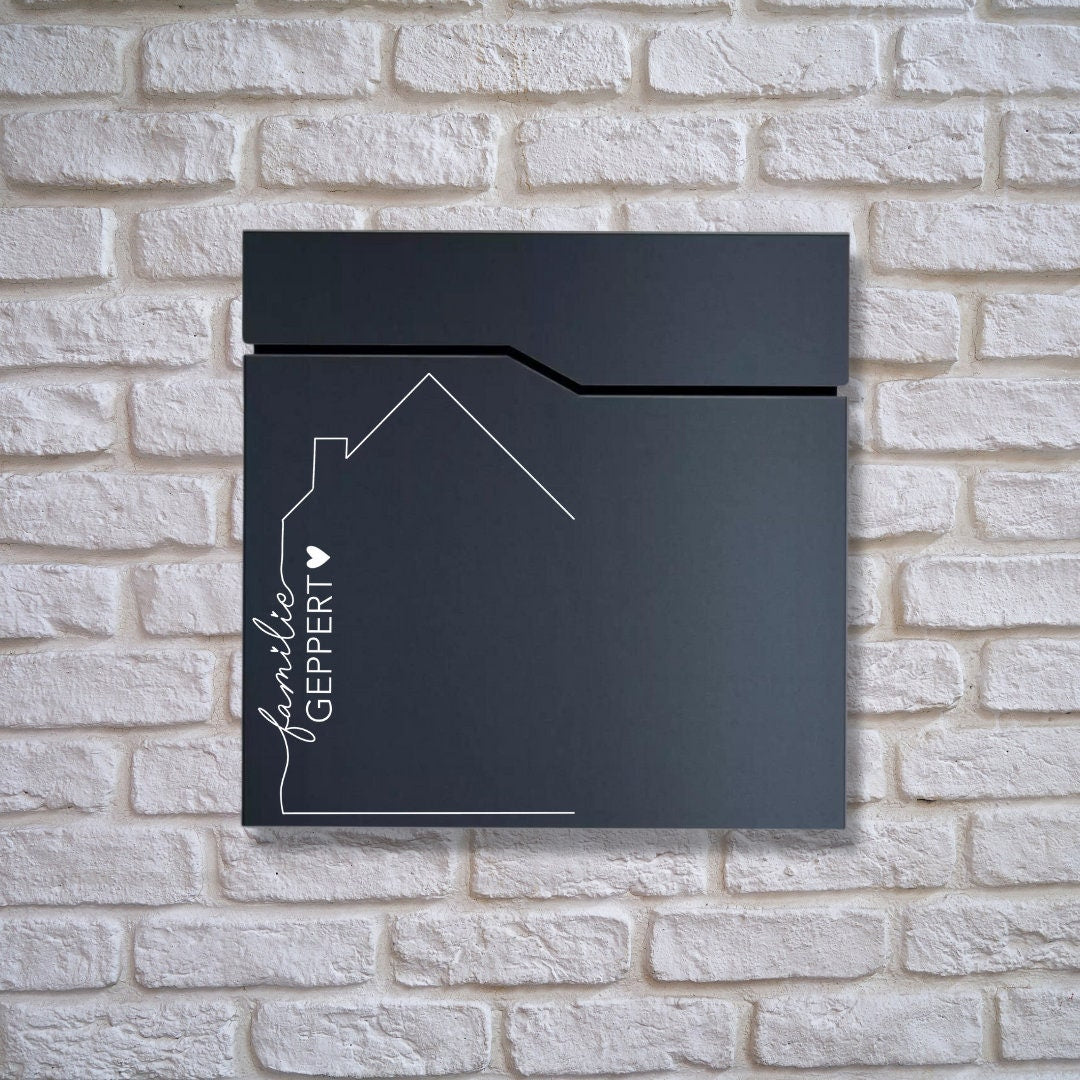 Briefkastenaufkleber Haus mit Familiennamen| Aufkleber | Vinyl