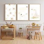 Poster-Set „Gans & Gänseblümchen“ – 3-teilig für das Kinderzimmer