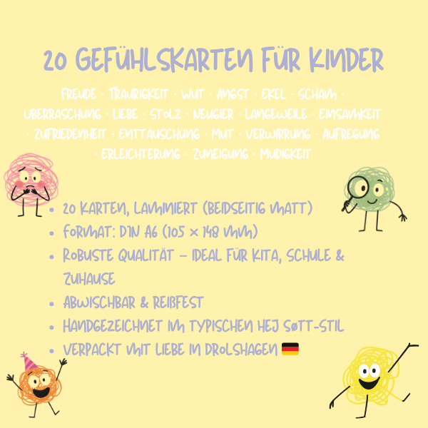 Gefühlskarten für Kinder – 20 Emotionen im Kritzelstil | Emotionen lernen & benennen