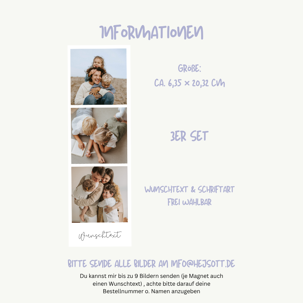 Personalisierbare Magnet-Fotostreifen – 3er-Set