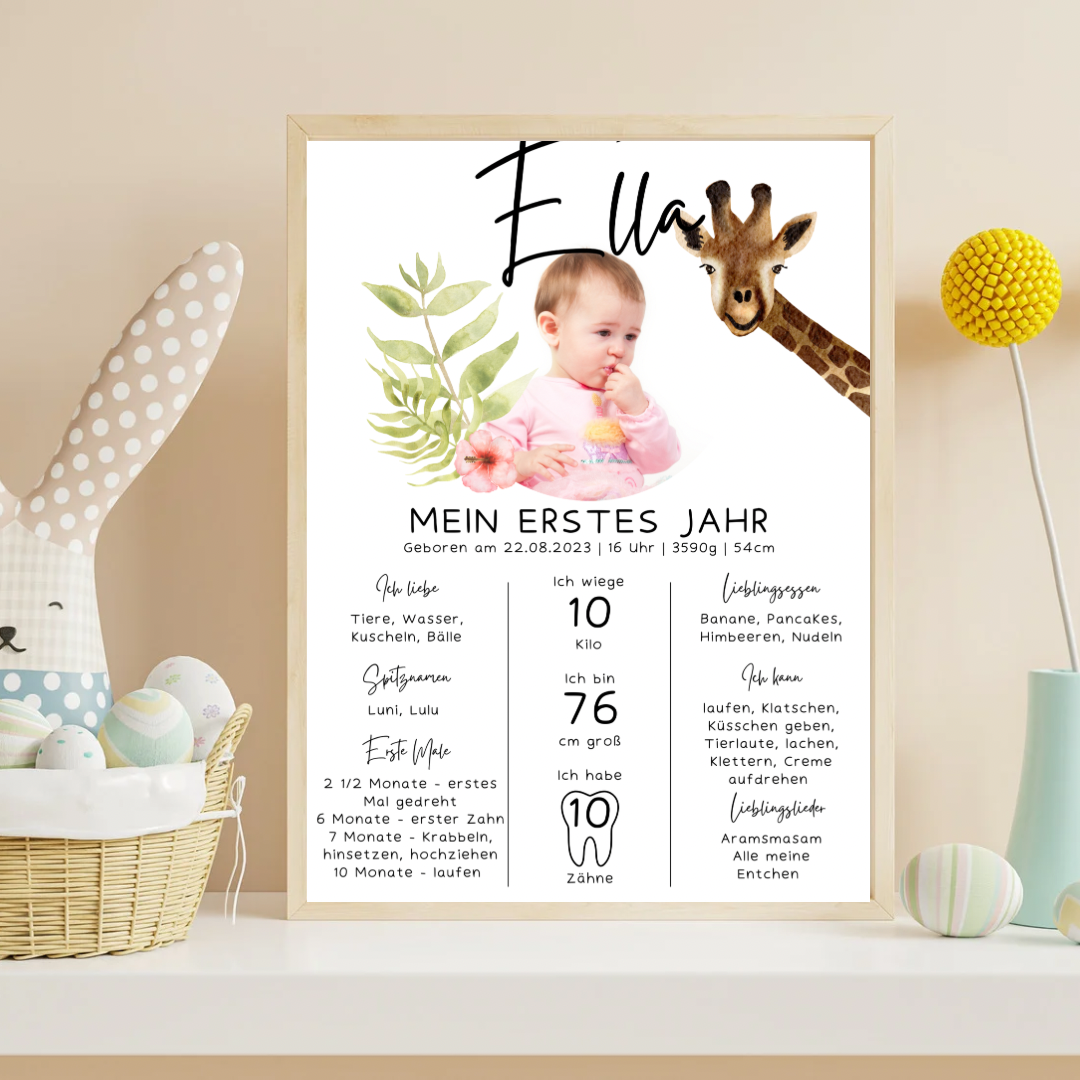 Geburtstagsposter Giraffe