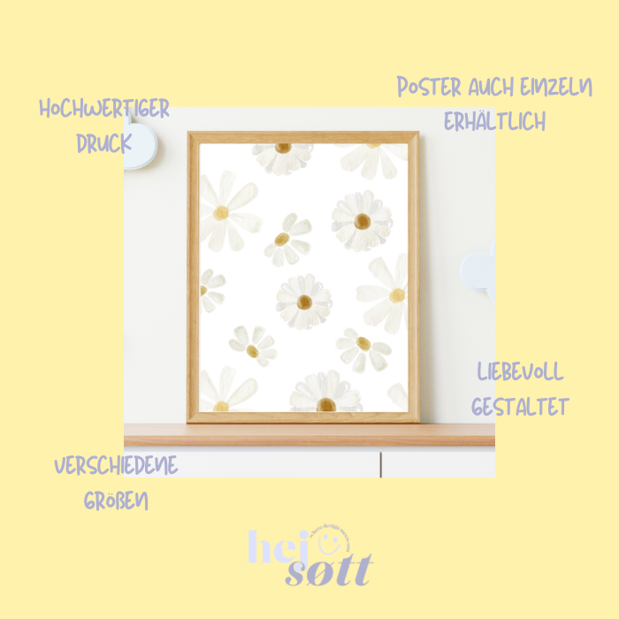 Poster-Set „Gans & Gänseblümchen“ – 3-teilig für das Kinderzimmer