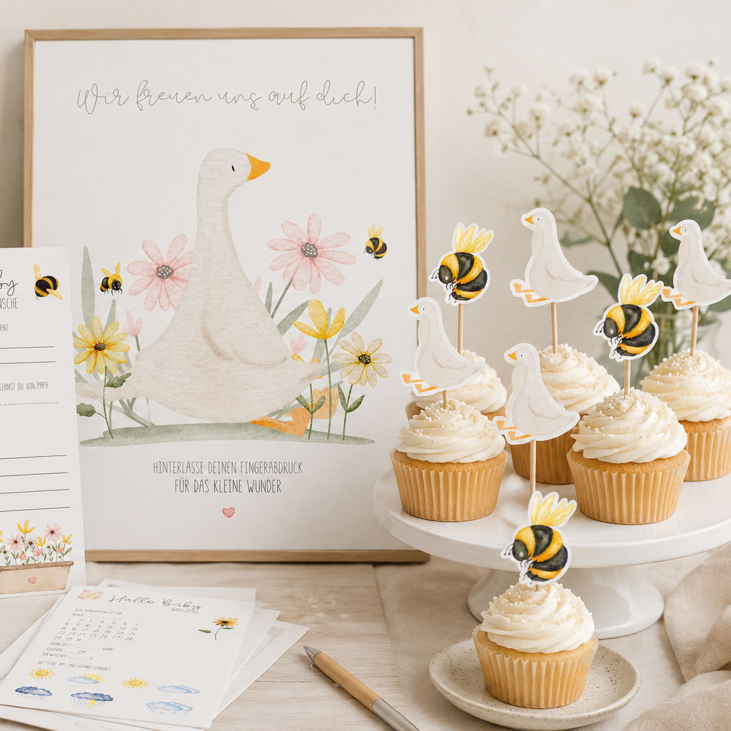Fingerabdruck Poster „Gans“ – Babyparty Gästebuch