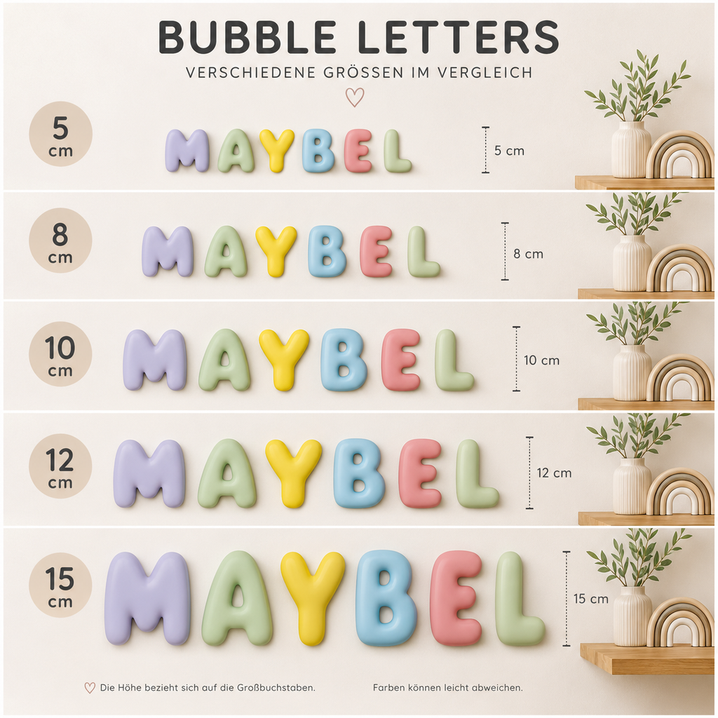 Bubble Letters | Türdekoration Kinderzimmer