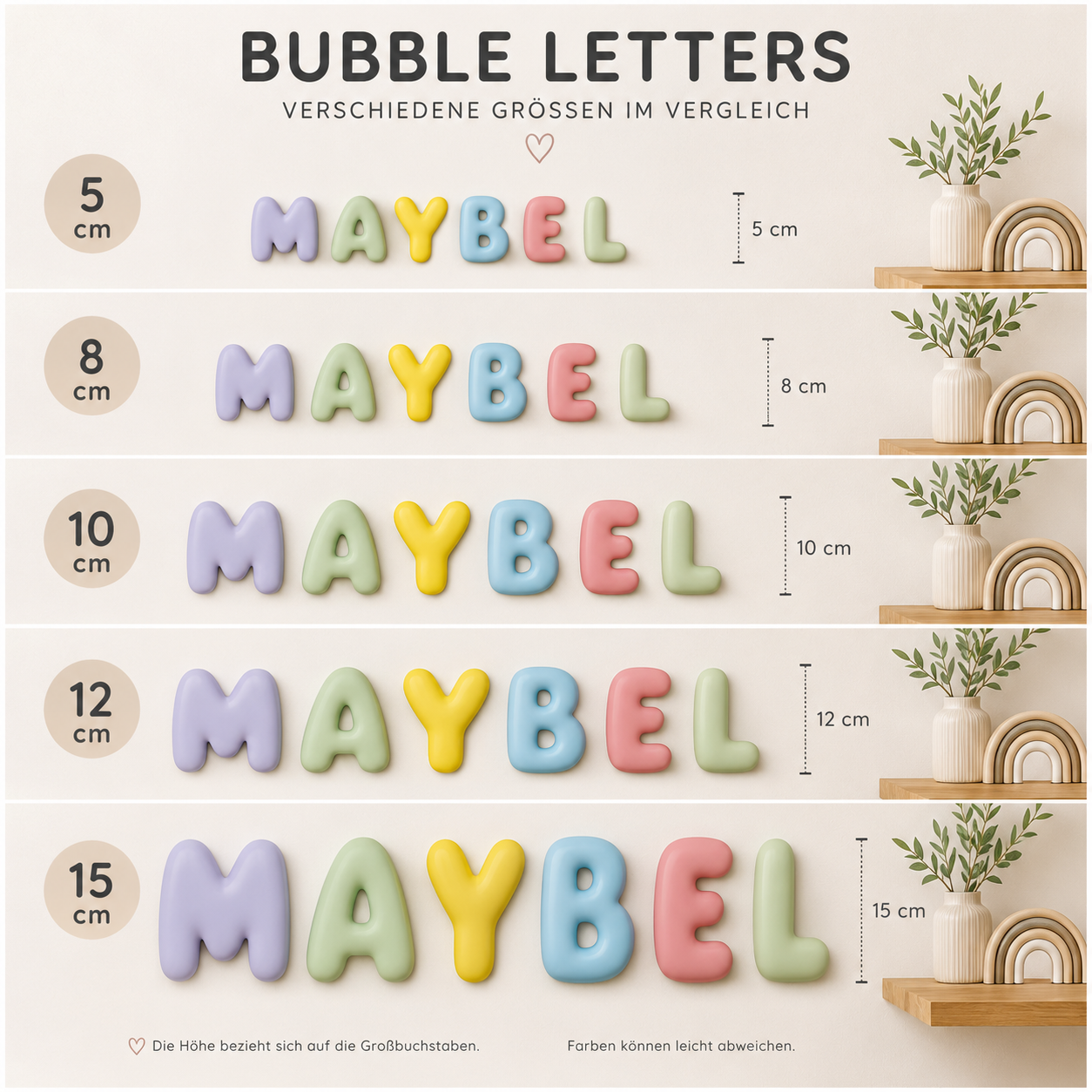Bubble Letters | Türdekoration Kinderzimmer