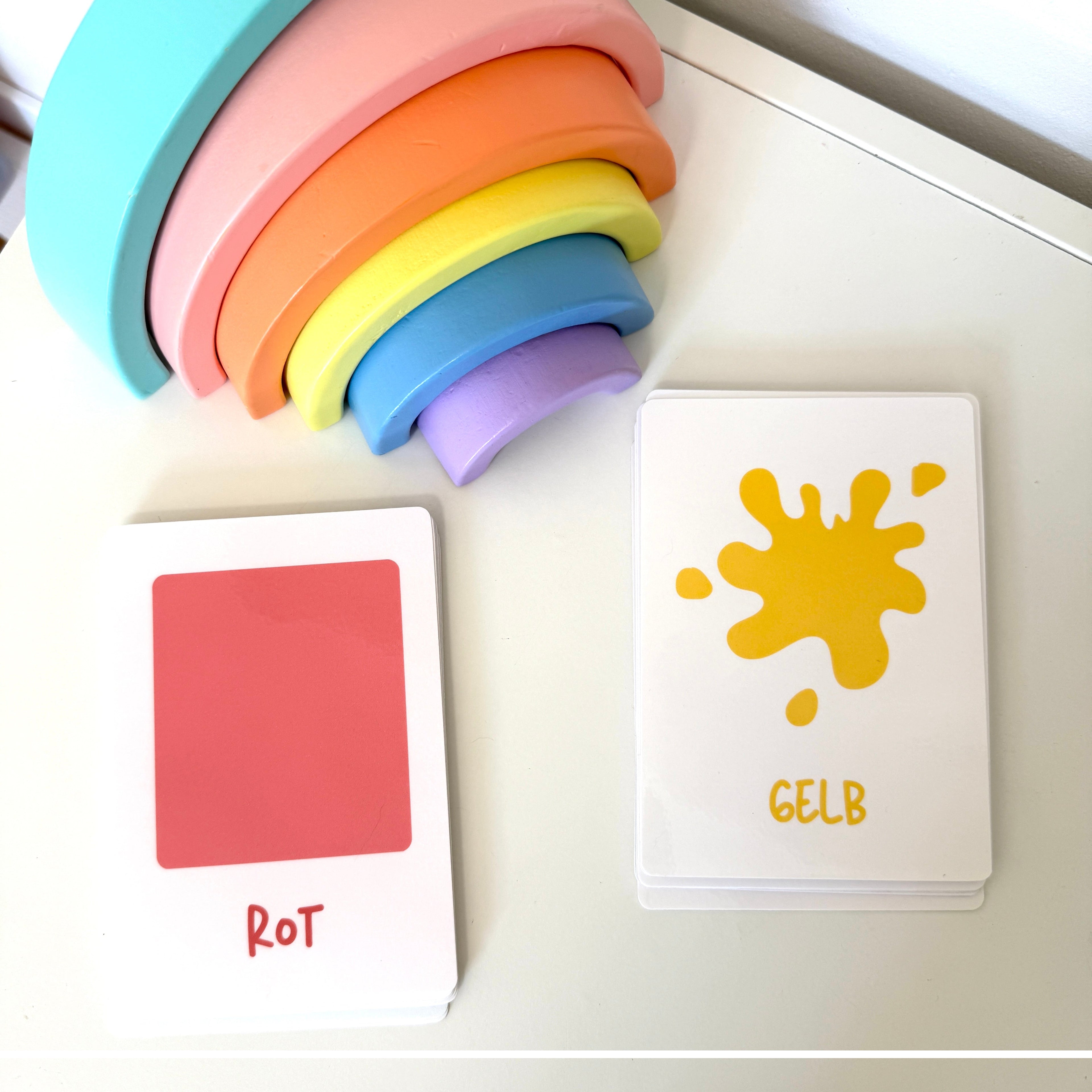 Lernkarten Farben für Kinder | 12 stabile Farbkarten DIN A6 | Montessori inspiriert, laminiert & beidseitig bedruckt