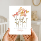 Grußkarte zur Geburt „Blumenliebe“ – personalisiert mit Name & Datum
