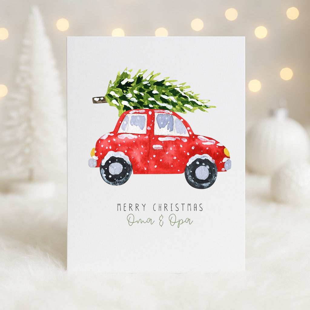 Personalisierte Weihnachtskarte Auto| Karte zu Weihnachten | Grußkarte mit Umschlag