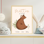 Personalisierbares Geburtsposter Bär | Baby Poster mit Geburtsdaten