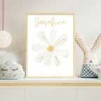 Geburtsposter mit Blume personalisiert – Name & Geburtsdaten – Kinderzimmer Poster – Geschenk zur Geburt A4/A3 – Margerite Illustration (Kopie)