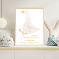 Personalisiertes Geburtsposter Gans – Name, Geburtsdatum, Uhrzeit, Gewicht, Größe – Kinderzimmer Deko – Geschenk zur Geburt A4/A3