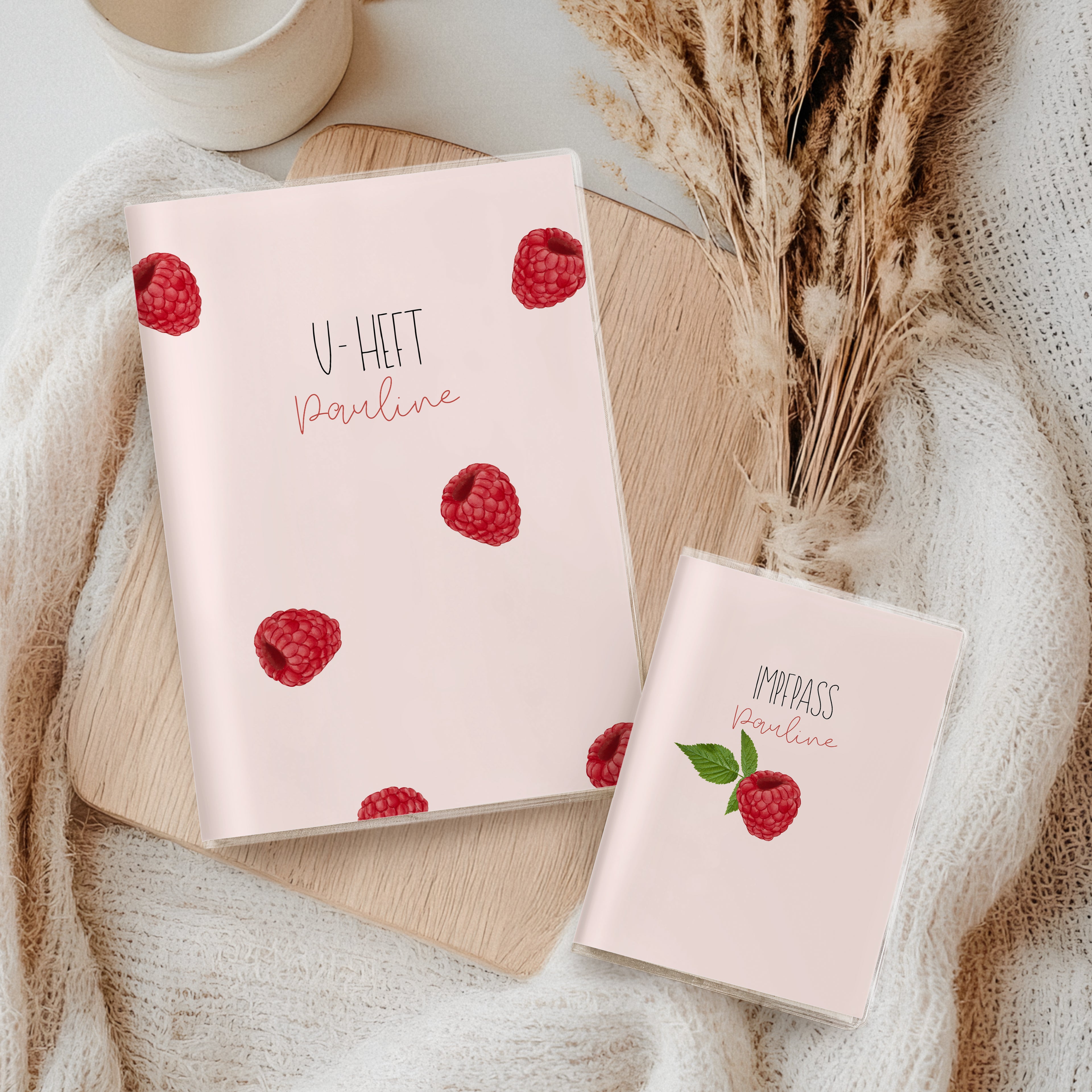 U-Heft Hülle und Impfpasshülle Himbeeren