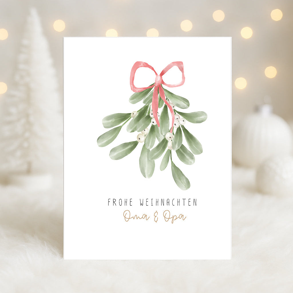 Personalisierte Weihnachtskarte Mistelzweig | Karte zu Weihnachten | Grußkarte mit Umschlag