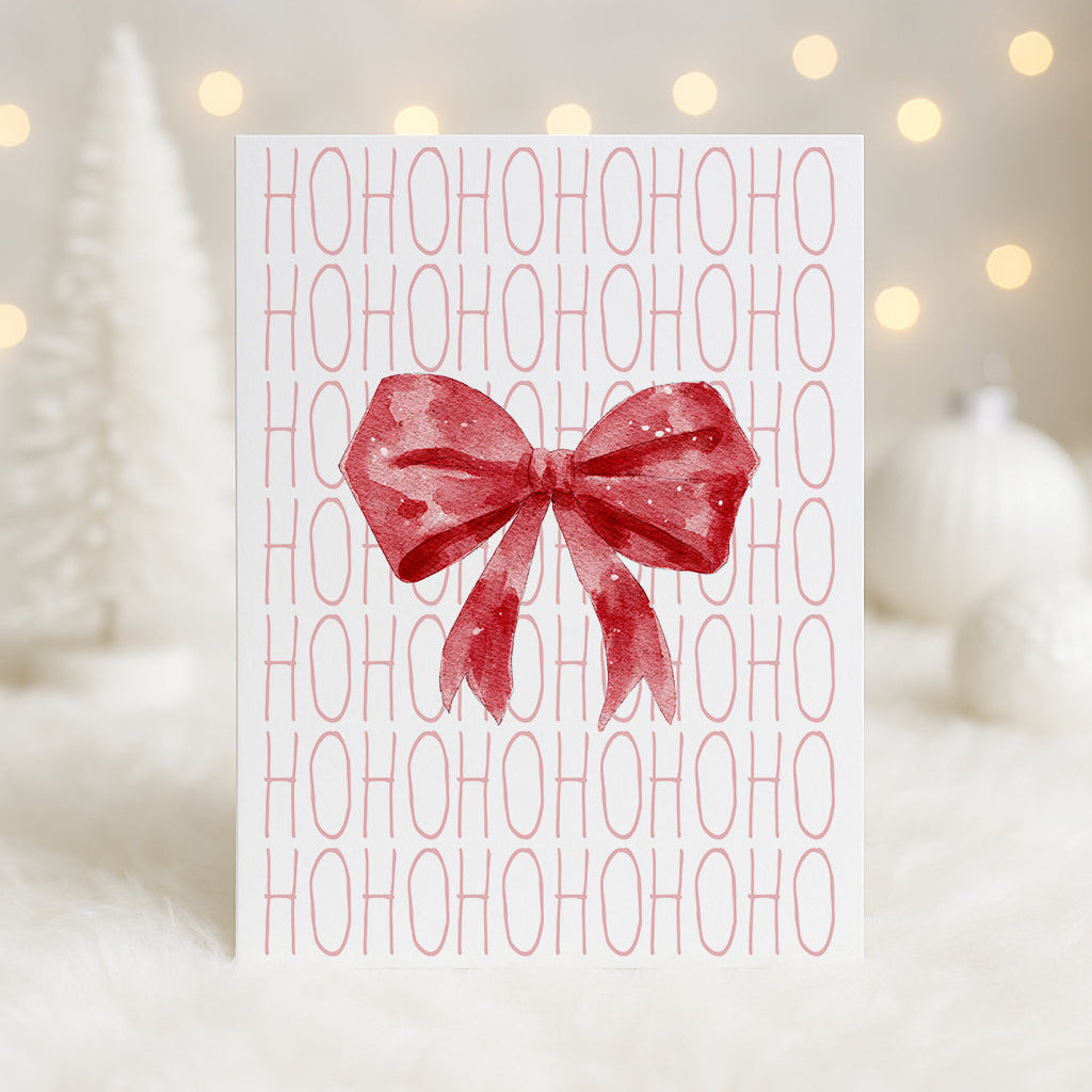 Personalisierte Weihnachtskarte Schleife rot | Karte zu Weihnachten | Grußkarte mit Umschlag