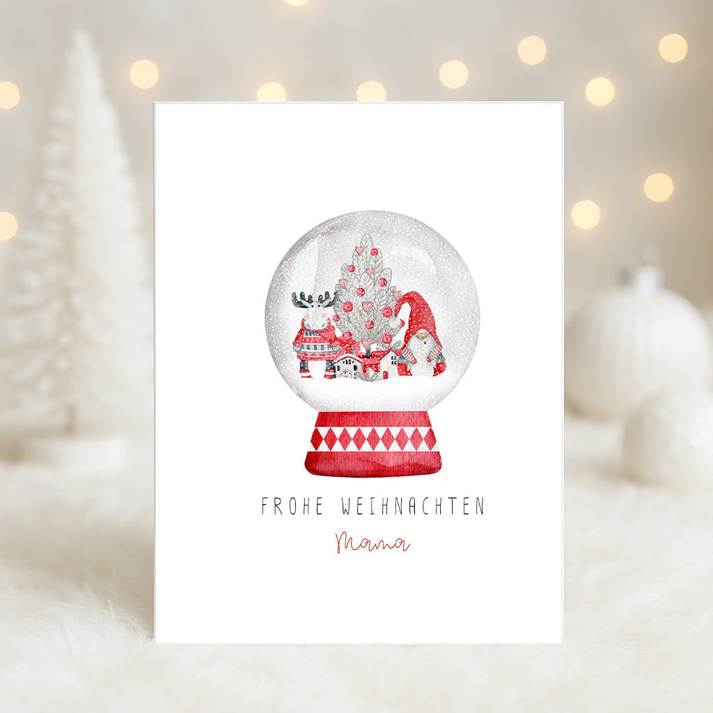 Personalisierte Weihnachtskarte Schneekugel | Karte zu Weihnachten | Grußkarte mit Umschlag