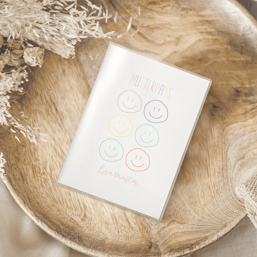 Mutterpasshülle Smileys bunt | Geschenk zur Schwangerschaft