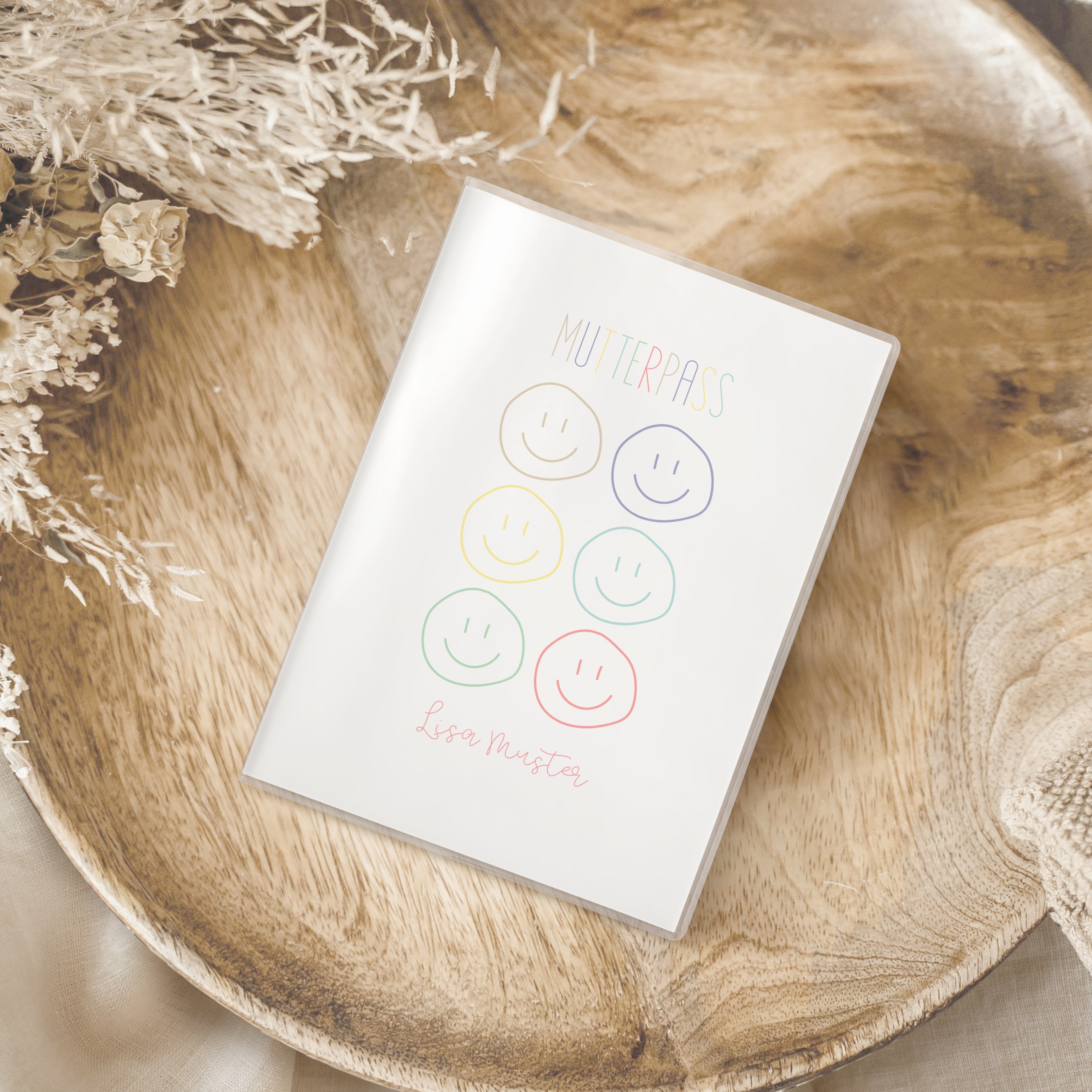 Mutterpasshülle Smileys bunt | Geschenk zur Schwangerschaft