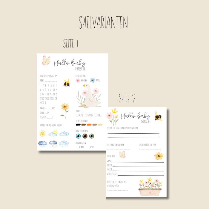 Baby Shower Spielekarten "Gans"