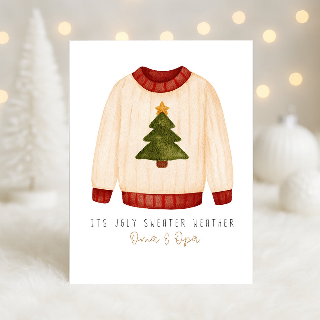 Personalisierte Weihnachtskarte Ugly Sweater | Karte zu Weihnachten | Grußkarte mit Umschlag