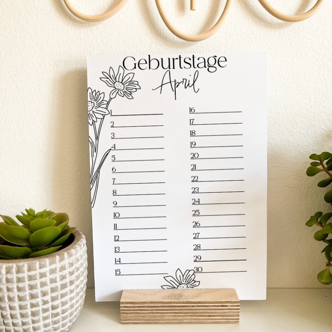 Geburtstagskalender | Tischkalender | Kalender | Monatsblumen