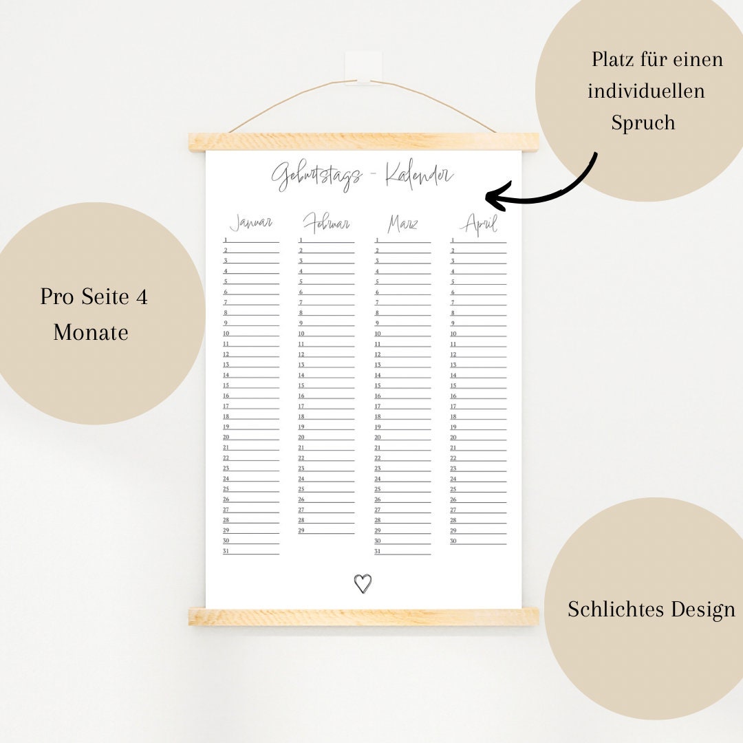 Geburtstagskalender | Wandkalender | Kalender