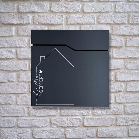Briefkastenaufkleber Haus mit Familiennamen| Aufkleber | Vinyl