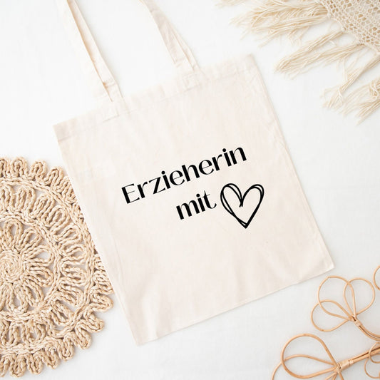 Totebag Erzieherin mit Herz| Tasche | Beutel | Einkaufstasche