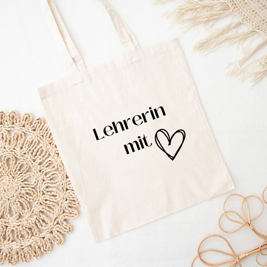 Totebag Lehrerin mit Herz | Tasche | Beutel | Einkaufstasche